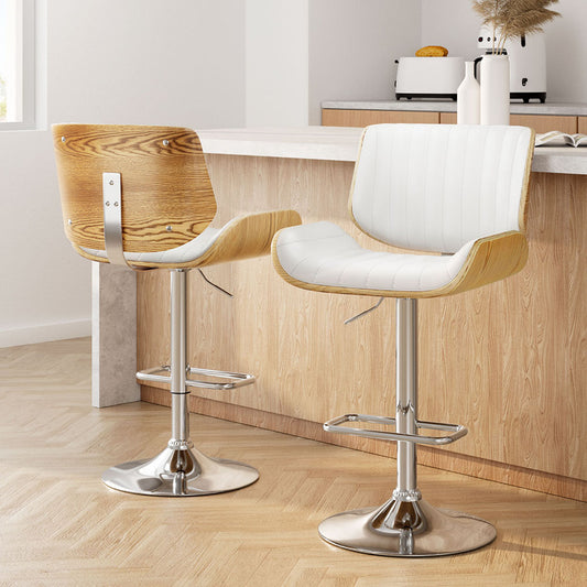 Artiss 2x Bar Stools Adjustable Leather Chairs - Furniture > Bar Stools & Chairs > Table & Bar Stools