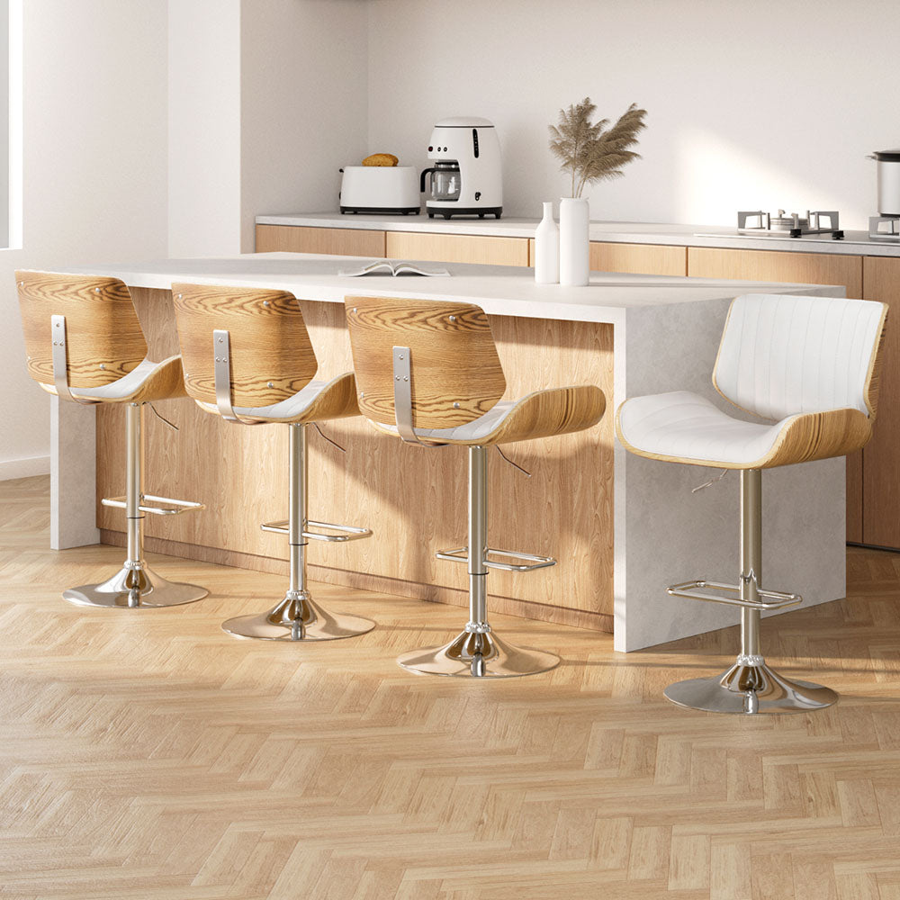 Artiss 4x Bar Stools Adjustable Leather Chairs - Furniture > Bar Stools & Chairs > Arm Chairs & Recliners