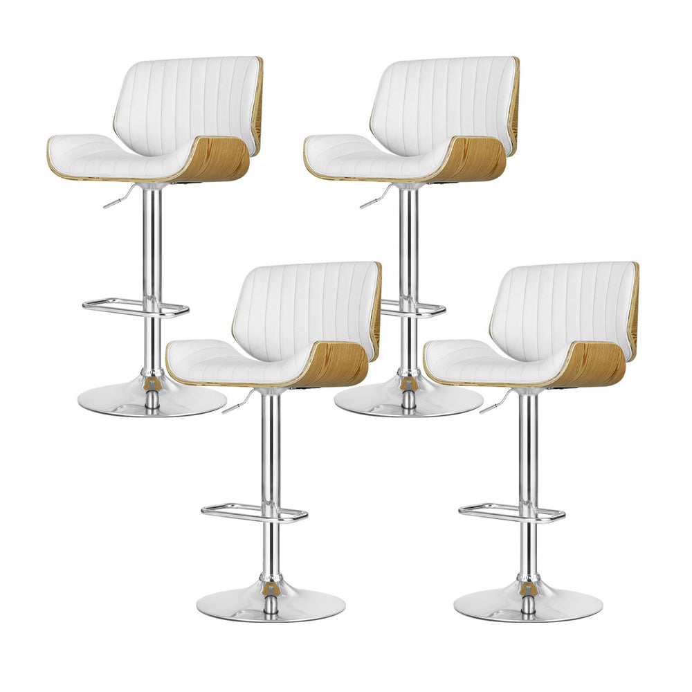 Artiss 4x Bar Stools Adjustable Leather Chairs - Furniture > Bar Stools & Chairs > Arm Chairs & Recliners