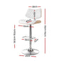 2x Bar Stools Kitchen Dining Chairs Gas Lift Stool Wooden Leather White
