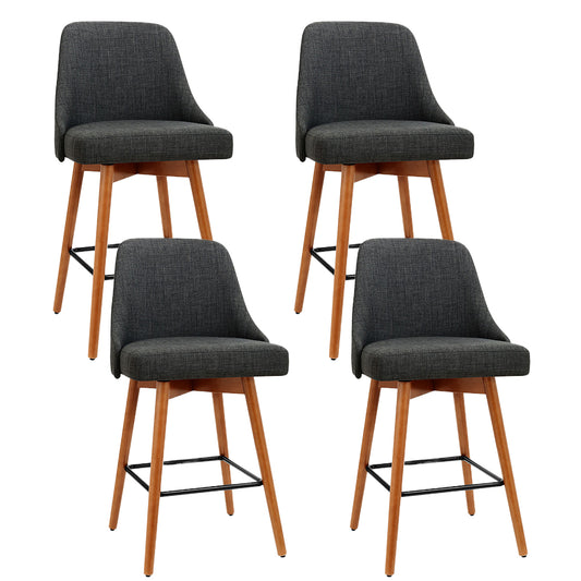 Artiss 4x Bar Stools Swivel Seat Wooden Charcoal Furniture > Bar Stools & Chairs > Table & Bar Stools