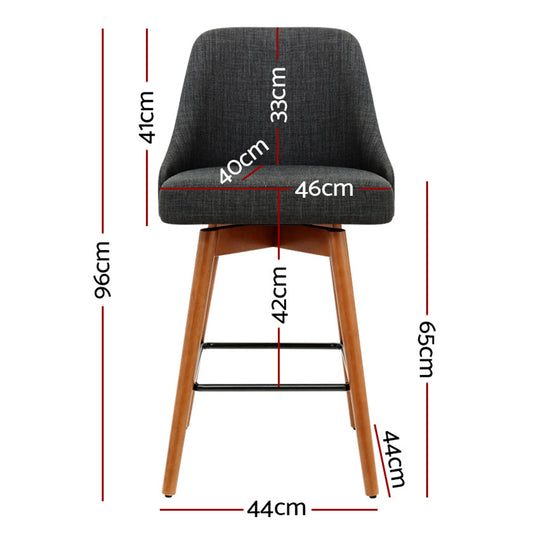 Artiss 4x Bar Stools Swivel Seat Wooden Charcoal Furniture > Bar Stools & Chairs > Table & Bar Stools