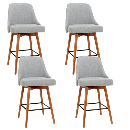 Artiss 4x Bar Stools Swivel Seat Wooden Grey - Furniture > Bar Stools & Chairs > Table & Bar Stools