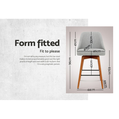Artiss 4x Bar Stools Swivel Seat Wooden Grey - Furniture > Bar Stools & Chairs > Table & Bar Stools