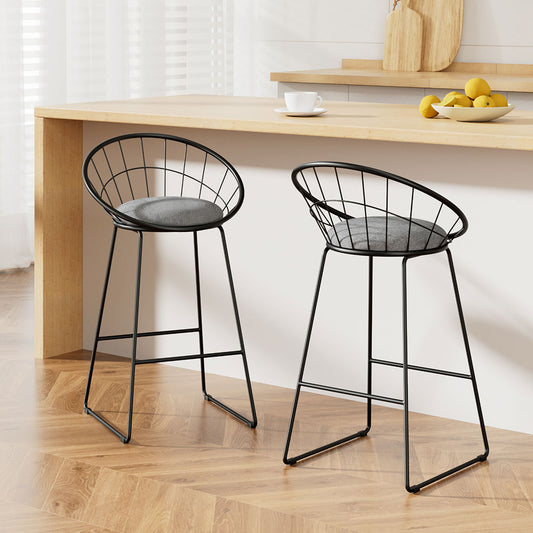 Artiss 2x Bar Stools Padded Seat Metal - Furniture > Bar Stools & Chairs > Table & Bar Stools