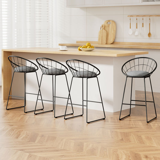 Artiss 4x Bar Stools Padded Seat Metal - Furniture > Bar Stools & Chairs > Table & Bar Stools