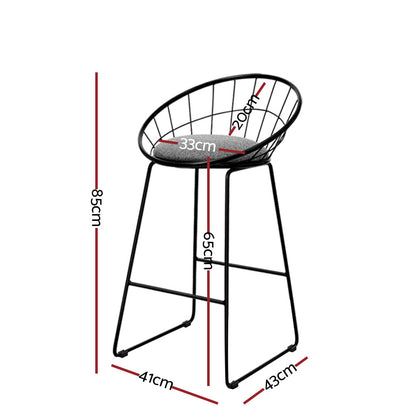 Artiss 4x Bar Stools Padded Seat Metal - Furniture > Bar Stools & Chairs > Table & Bar Stools