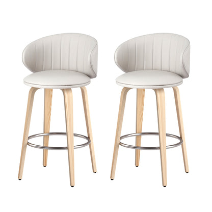 2x Artiss Bar Stools Dining Chairs Contoured Leather Wood Stool Furniture > Bar Stools & Chairs > Table & Bar Stools