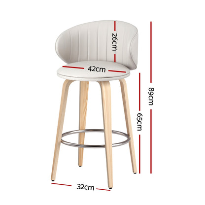2x Artiss Bar Stools Dining Chairs Contoured Leather Wood Stool Furniture > Bar Stools & Chairs > Table & Bar Stools