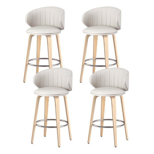 4x Artiss Bar Stools Dining Chairs Contoured Leather Wood Stool Furniture > Bar Stools & Chairs > Table & Bar Stools