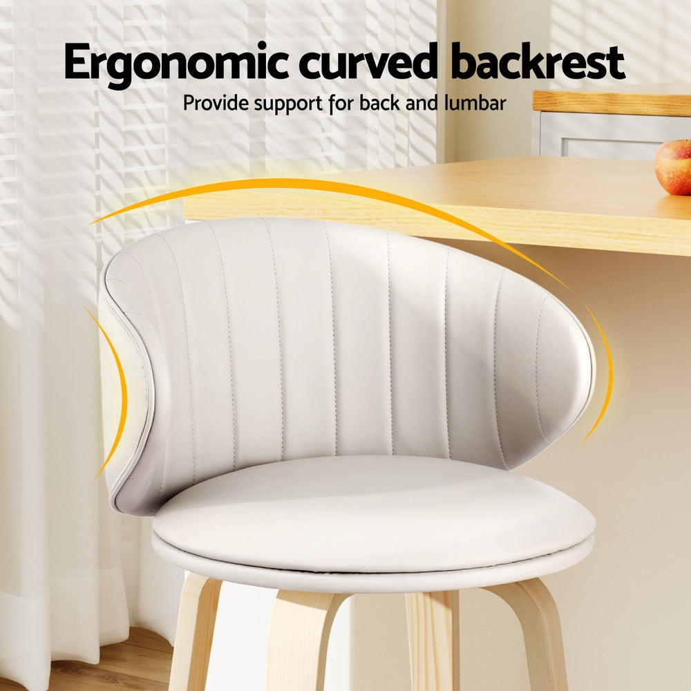 4x Artiss Bar Stools Dining Chairs Contoured Leather Wood Stool Furniture > Bar Stools & Chairs > Table & Bar Stools