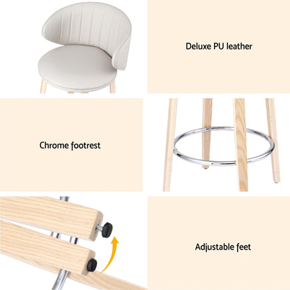4x Artiss Bar Stools Dining Chairs Contoured Leather Wood Stool Furniture > Bar Stools & Chairs > Table & Bar Stools