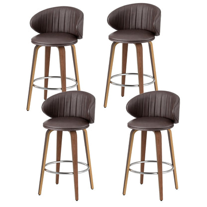 4x Artiss Bar Stools Dining Chairs Contoured Leather Wood Stool - Furniture > Bar Stools & Chairs > Table & Bar Stools