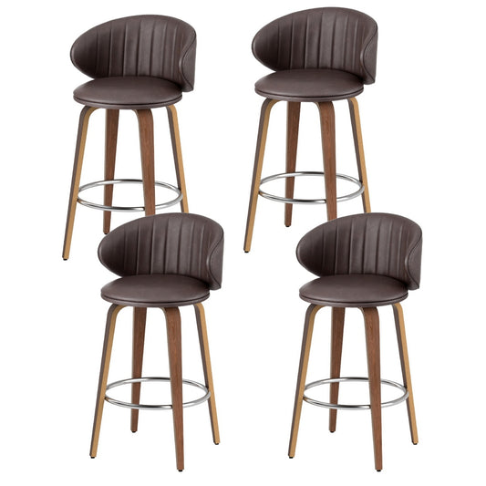 4x Artiss Bar Stools Dining Chairs Contoured Leather Wood Stool - Furniture > Bar Stools & Chairs > Table & Bar Stools