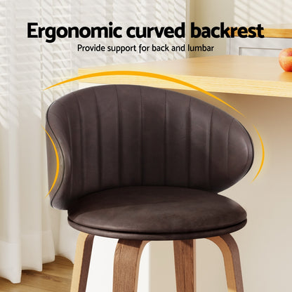 4x Artiss Bar Stools Dining Chairs Contoured Leather Wood Stool - Furniture > Bar Stools & Chairs > Table & Bar Stools