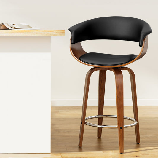 Artiss Bar Stools Swivel PU Seat Wooden - Furniture > Bar Stools & Chairs > Table & Bar Stools