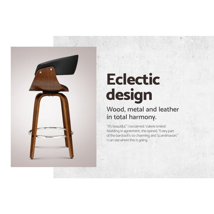 Artiss 2x Bar Stools Swivel PU Seat Wooden - Furniture > Bar Stools & Chairs > Table & Bar Stools