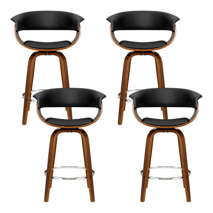 Artiss 4x Bar Stools Swivel PU Seat Wooden Furniture > Bar Stools & Chairs > Table & Bar Stools