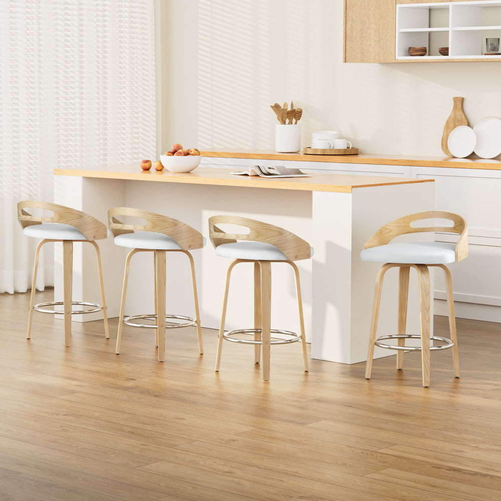 Artiss 4x Bar Stools Swivel Dining Chairs Low Back Counter Seat PU Cushion Furniture > Bar Stools & Chairs > Table &