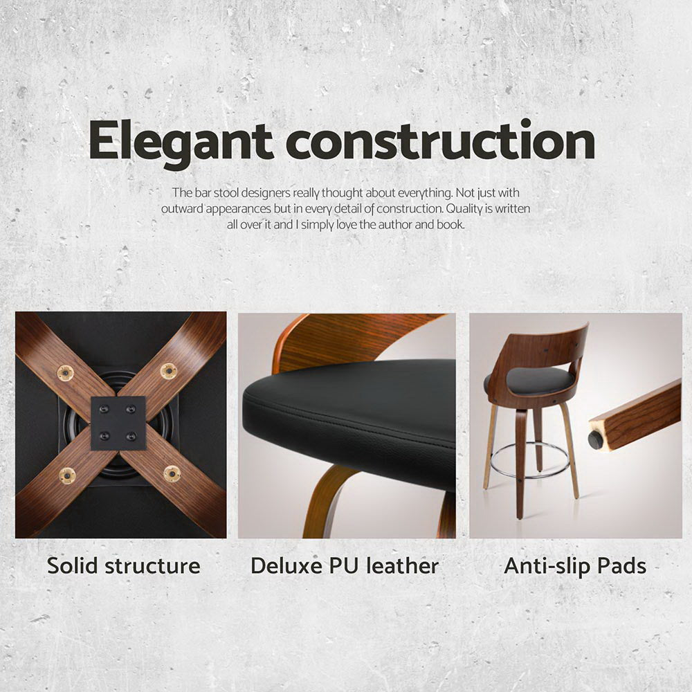 Artiss 4x Bar Stools Swivel Leather Chair 65cm Furniture > Bar Stools & Chairs > Table & Bar Stools