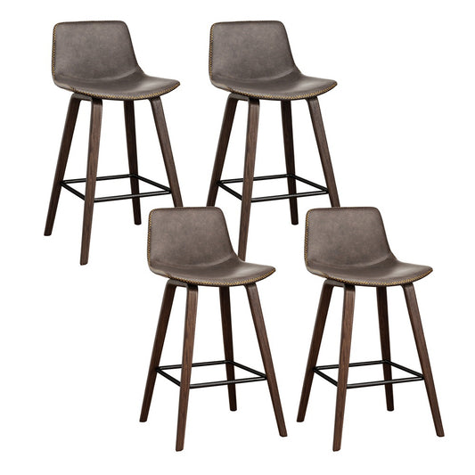 Artiss 4x Bar Stools Vintage Leather Wooden - Furniture > Bar Stools & Chairs > Table & Bar Stools