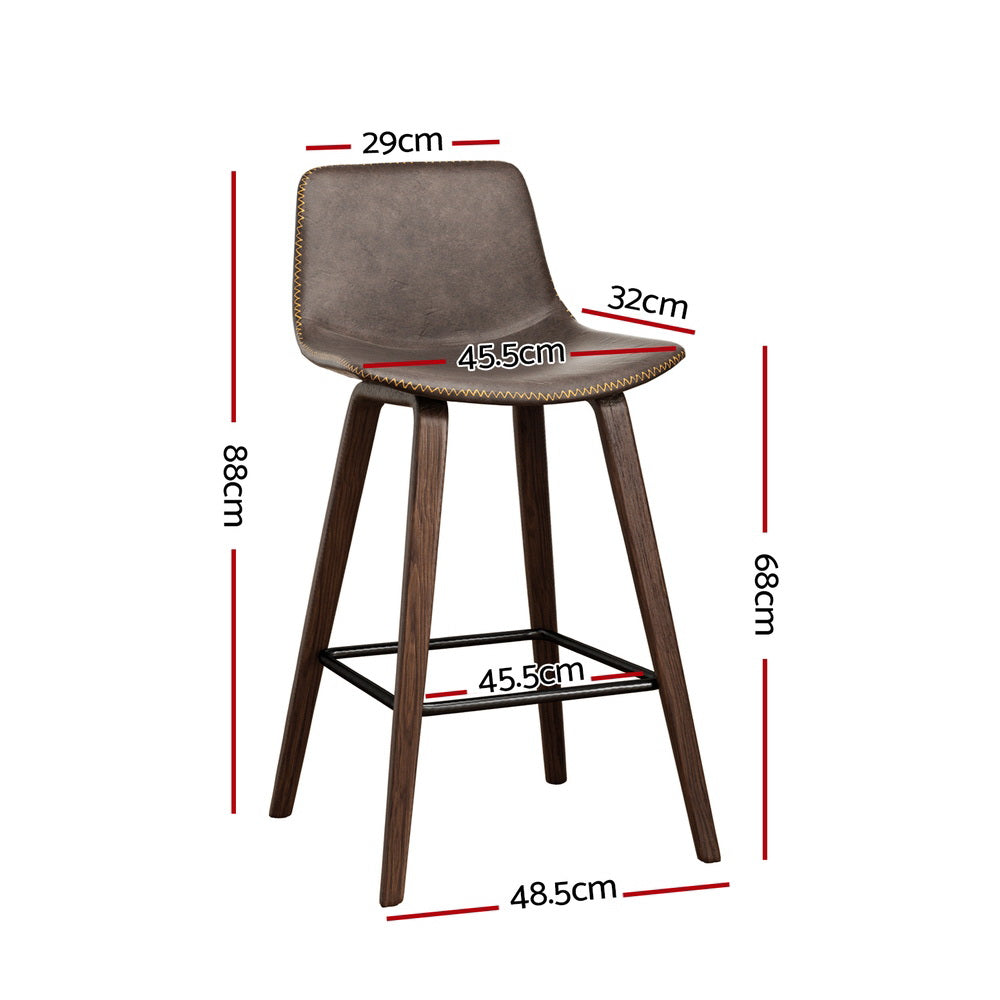 Artiss 4x Bar Stools Vintage Leather Wooden - Furniture > Bar Stools & Chairs > Table & Bar Stools