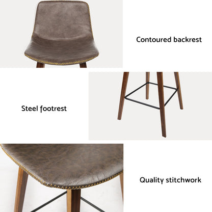 Artiss 4x Bar Stools Vintage Leather Wooden - Furniture > Bar Stools & Chairs > Table & Bar Stools