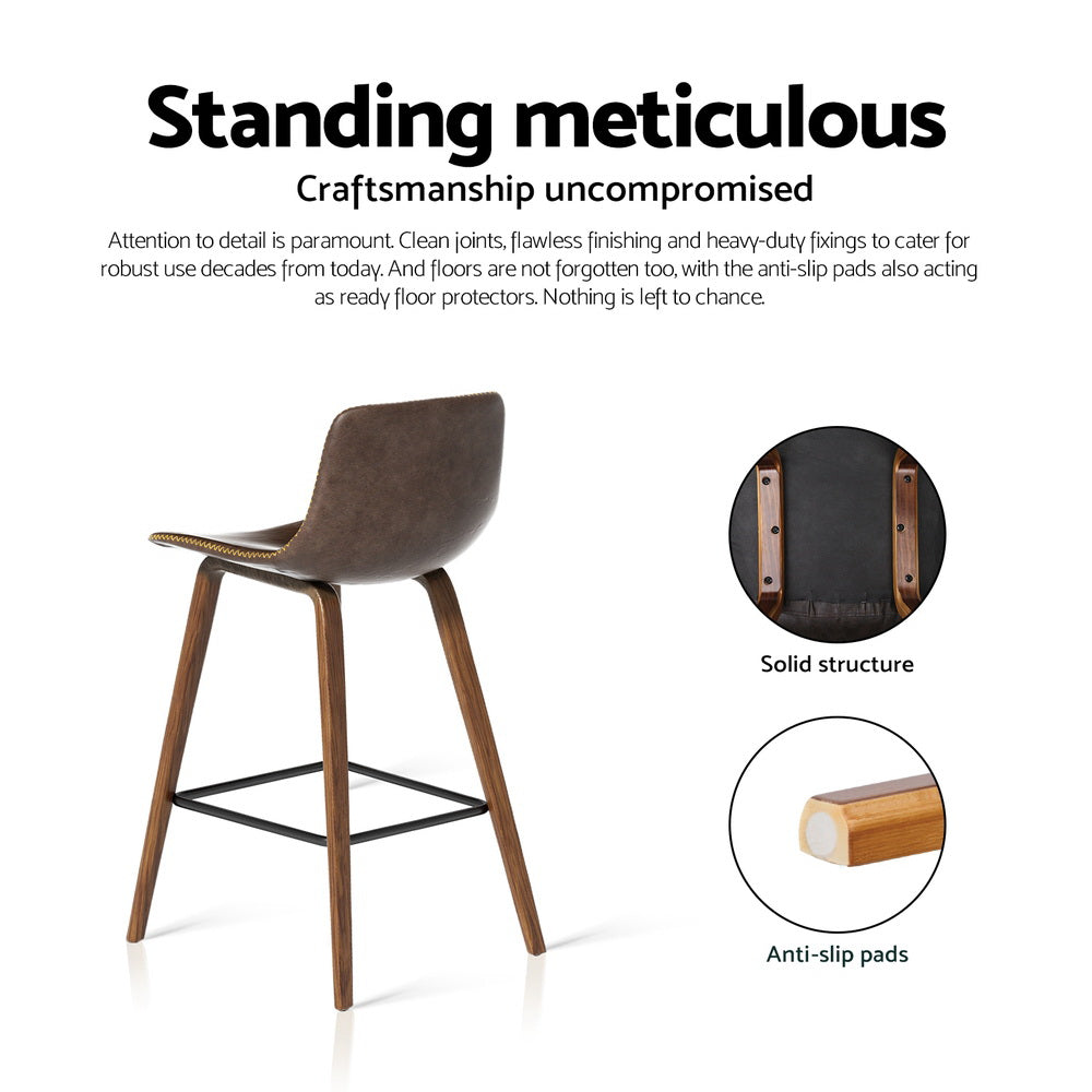 Artiss 4x Bar Stools Vintage Leather Wooden - Furniture > Bar Stools & Chairs > Table & Bar Stools