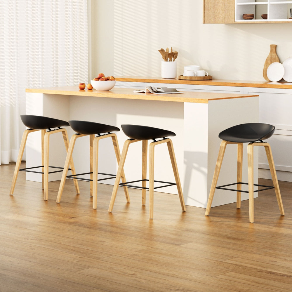4x Artiss Bar Stools Kitchen Counter Stool Dining Chairs Wooden Black Furniture > Bar Stools & Chairs > Table & Bar