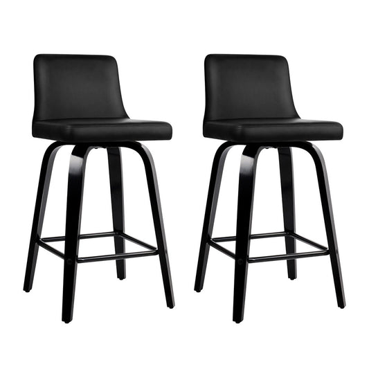 Artiss Bar Stools Kitchen Leather Barstools Swivel Wooden Chairs X2 - Furniture > Bar Stools & Chairs > Table & Bar