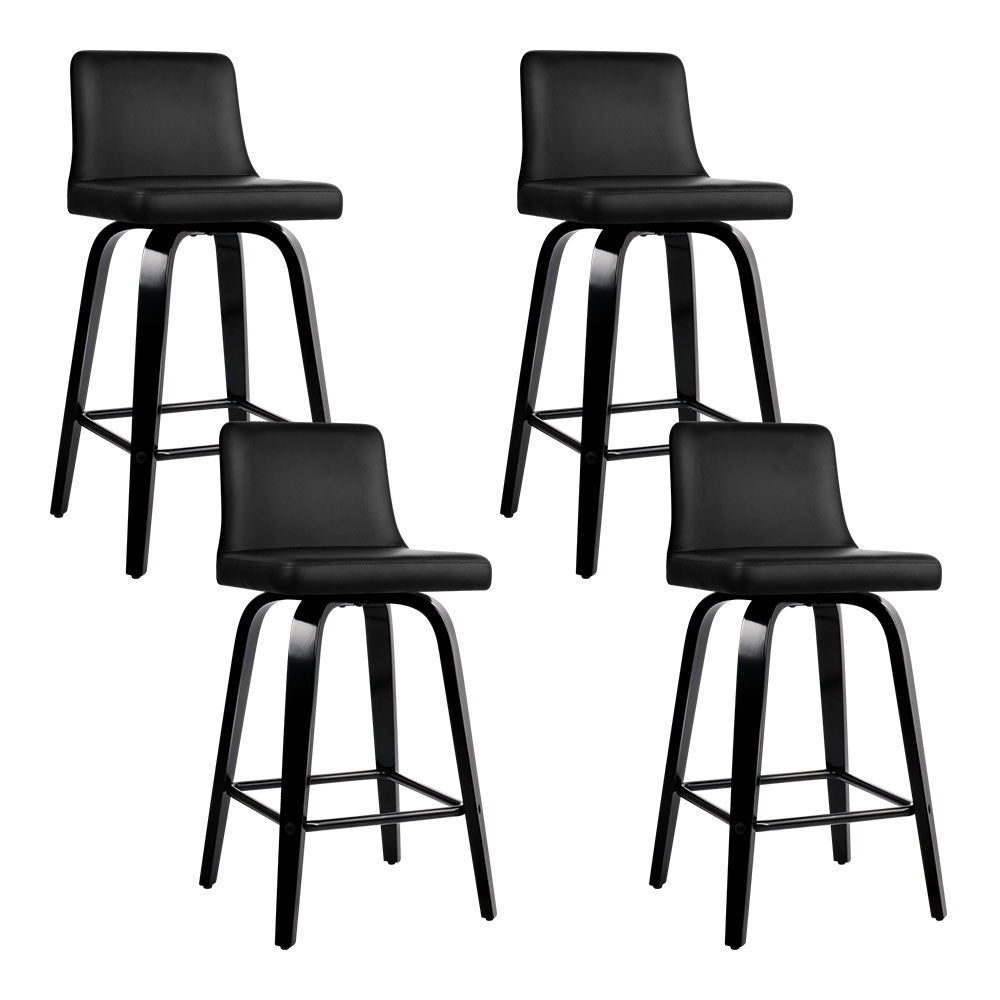 Artiss Bar Stools Kitchen Leather Barstools Swivel Wooden Chairs X4 - Furniture > Bar Stools & Chairs > Table & Bar