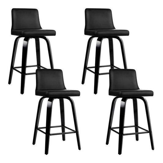 Artiss Bar Stools Kitchen Leather Barstools Swivel Wooden Chairs X4 - Furniture > Bar Stools & Chairs > Table & Bar