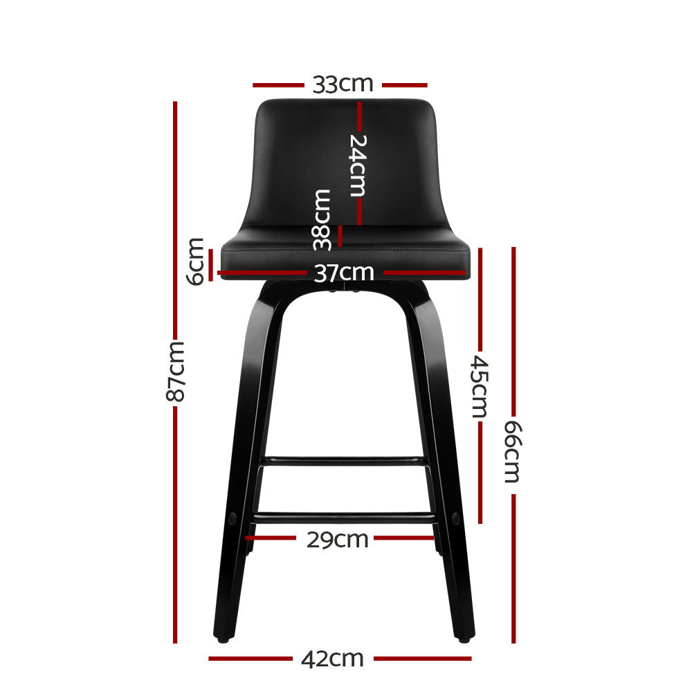 Artiss Bar Stools Kitchen Leather Barstools Swivel Wooden Chairs X4 - Furniture > Bar Stools & Chairs > Table & Bar