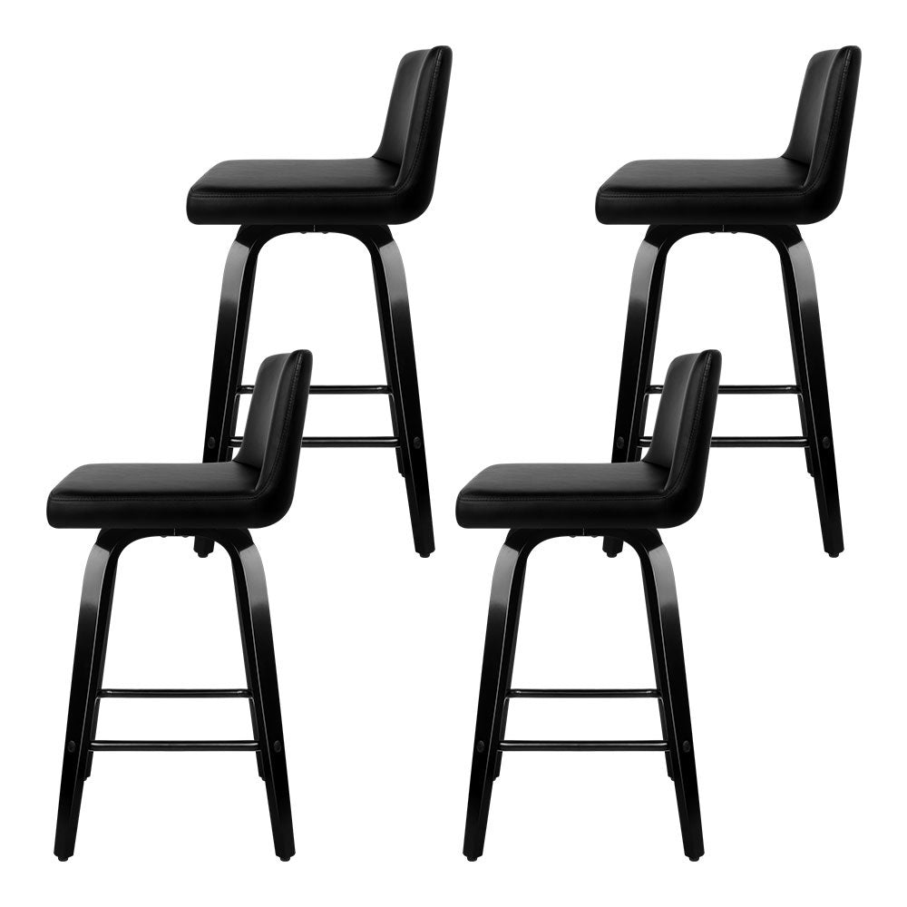 Artiss Bar Stools Kitchen Leather Barstools Swivel Wooden Chairs X4 - Furniture > Bar Stools & Chairs > Table & Bar