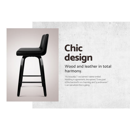 Artiss Bar Stools Kitchen Leather Barstools Swivel Wooden Chairs X4 - Furniture > Bar Stools & Chairs > Table & Bar
