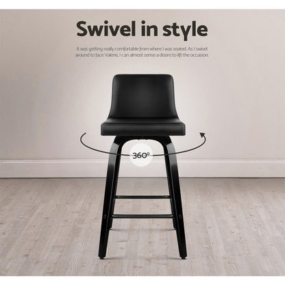 Artiss Bar Stools Kitchen Leather Barstools Swivel Wooden Chairs X4 - Furniture > Bar Stools & Chairs > Table & Bar