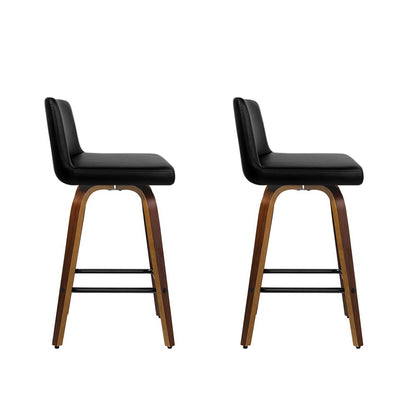 Artiss 2x Bar Stools Swivel Leather Padded Wooden - Furniture > Bar Stools & Chairs > Table & Bar Stools