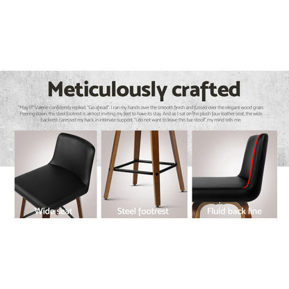 Artiss 2x Bar Stools Swivel Leather Padded Wooden - Furniture > Bar Stools & Chairs > Table & Bar Stools