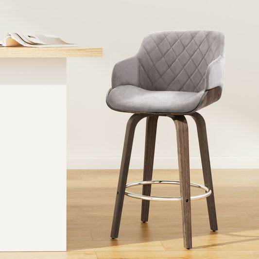 Artiss Bar Stools Swivel Velvet Padded Wooden Furniture > Bar Stools & Chairs > Table & Bar Stools