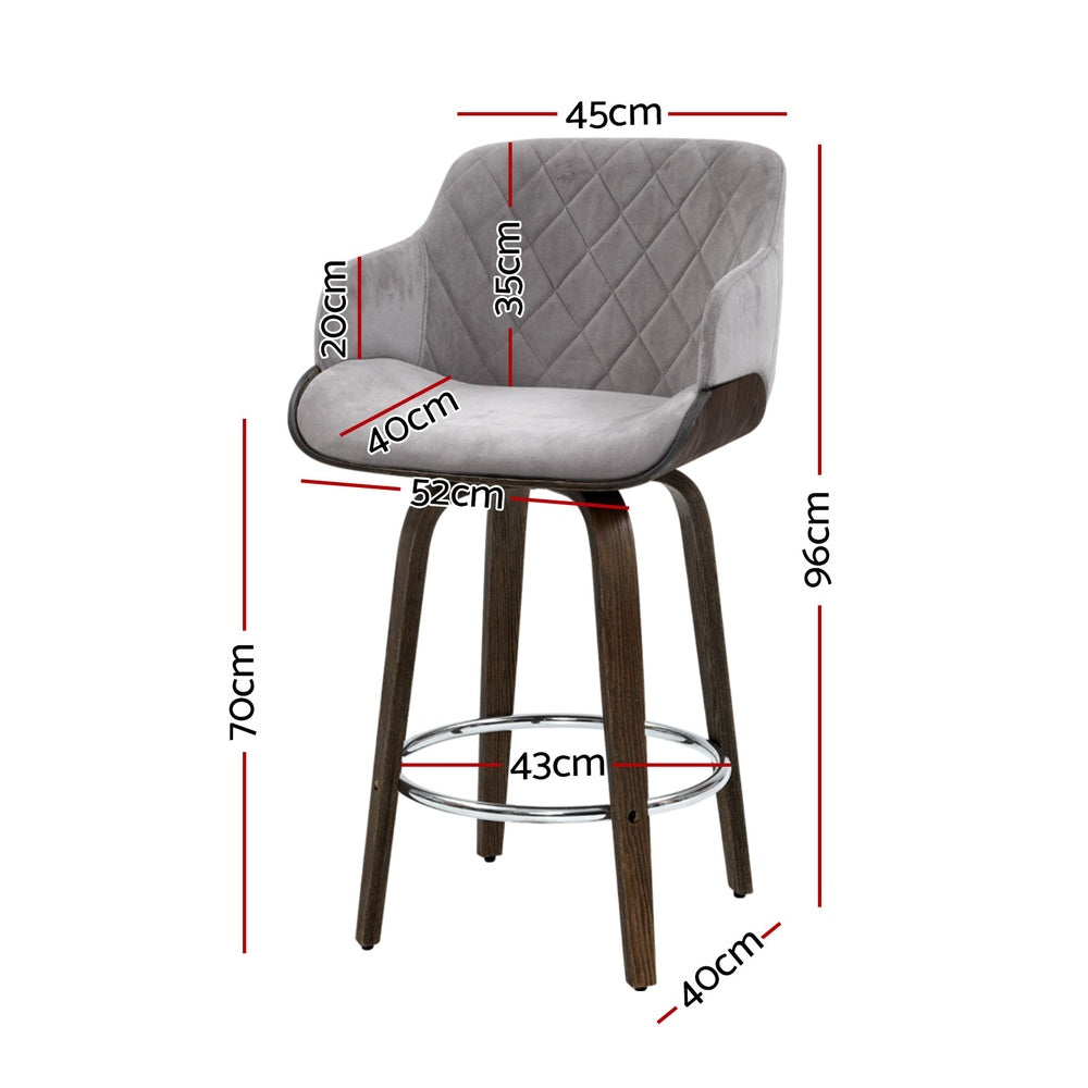 Artiss 4x Bar Stools Swivel Velvet Padded Wooden Furniture > Bar Stools & Chairs > Table & Bar Stools