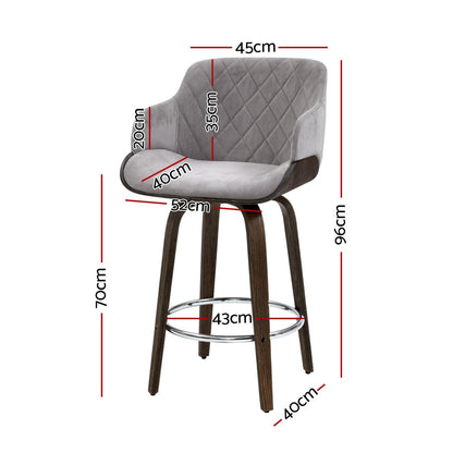 Artiss 4x Bar Stools Swivel Velvet Padded Wooden Furniture > Bar Stools & Chairs > Table & Bar Stools