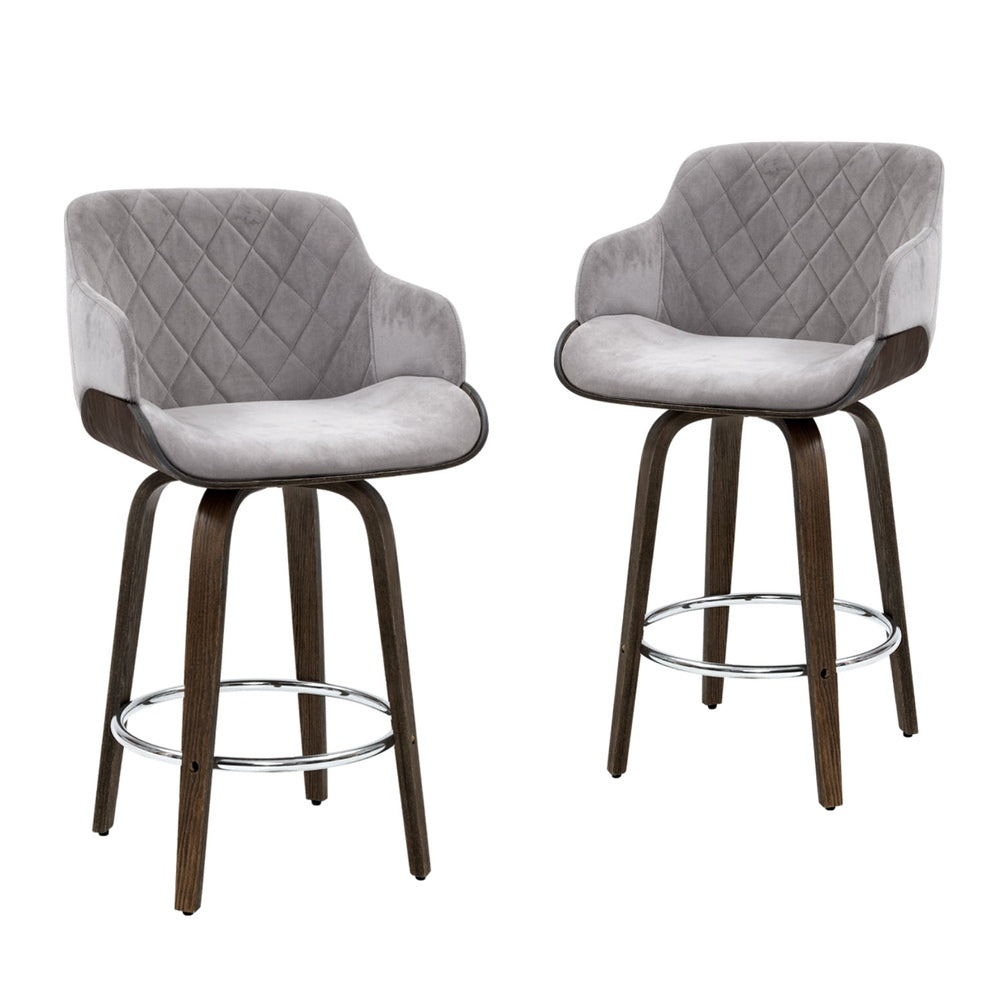 Artiss 4x Bar Stools Swivel Velvet Padded Wooden Furniture > Bar Stools & Chairs > Table & Bar Stools