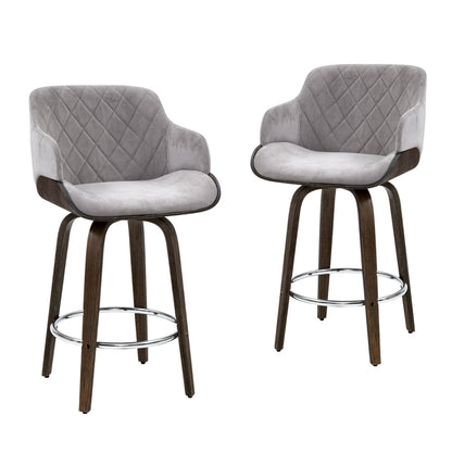 Artiss 4x Bar Stools Swivel Velvet Padded Wooden Furniture > Bar Stools & Chairs > Table & Bar Stools