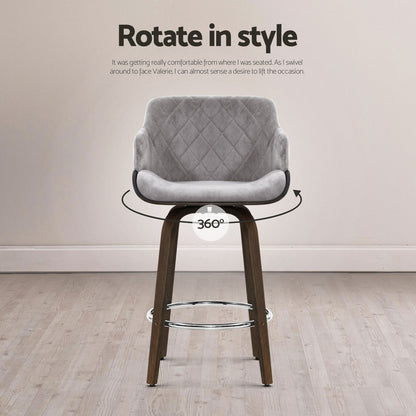 Artiss 4x Bar Stools Swivel Velvet Padded Wooden Furniture > Bar Stools & Chairs > Table & Bar Stools