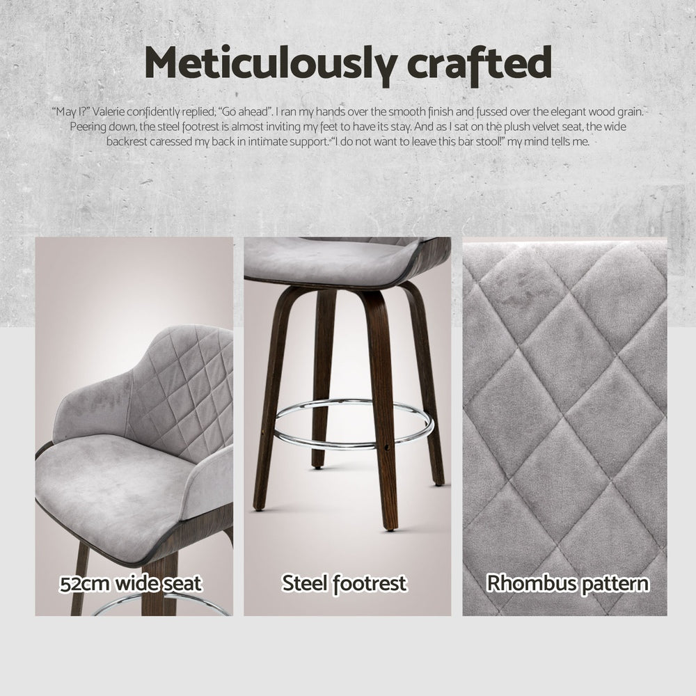 Artiss 4x Bar Stools Swivel Velvet Padded Wooden Furniture > Bar Stools & Chairs > Table & Bar Stools