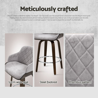 Artiss 4x Bar Stools Swivel Velvet Padded Wooden Furniture > Bar Stools & Chairs > Table & Bar Stools