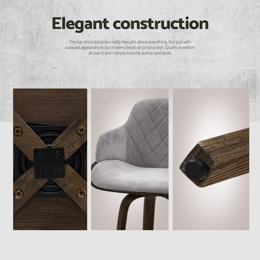 Artiss 4x Bar Stools Swivel Velvet Padded Wooden Furniture > Bar Stools & Chairs > Table & Bar Stools