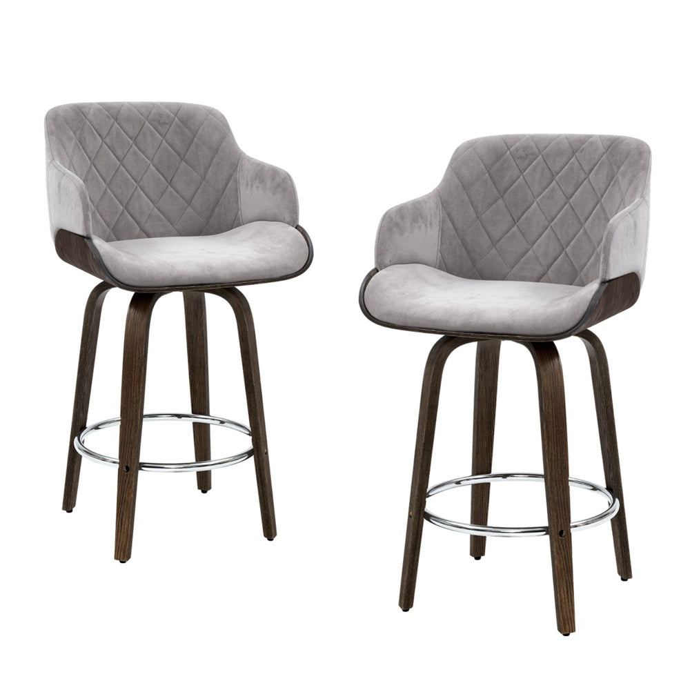 Artiss 4x Bar Stools Swivel Velvet Padded Wooden Furniture > Bar Stools & Chairs > Table & Bar Stools