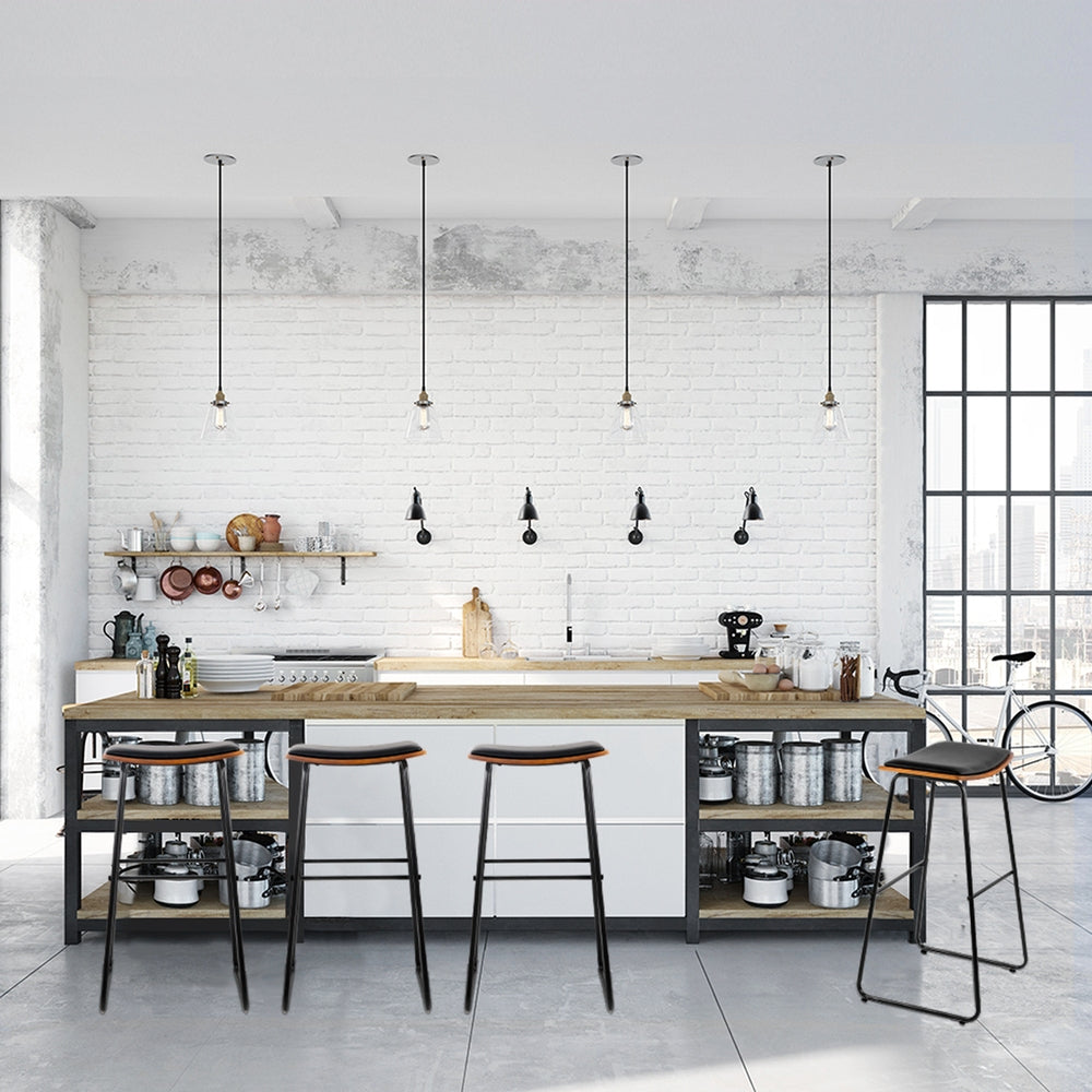 Artiss 4x Bar Stools Leather Padded Metal Furniture > Bar Stools & Chairs > Table & Bar Stools