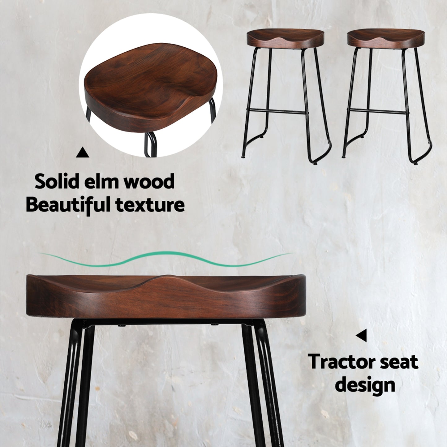 Artiss 4x Bar Stools Tractor Seat 65cm - Furniture > Bar Stools & Chairs > Table & Bar Stools